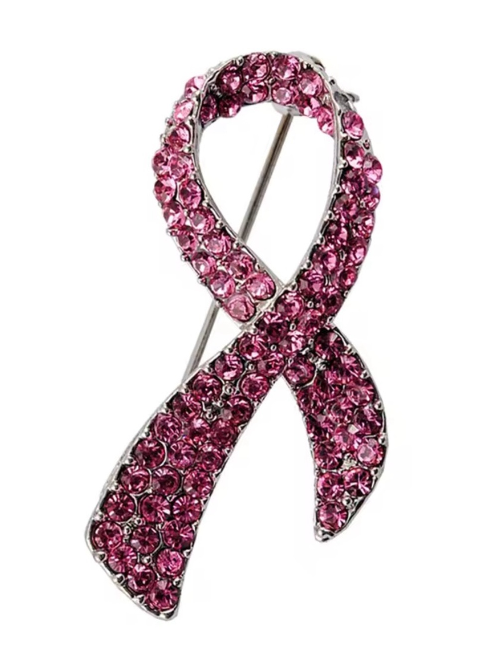 Pink Ribbon Breast Cancer Awareness Rhinestone Brooch Pin, Pink Ribbon Brooch.